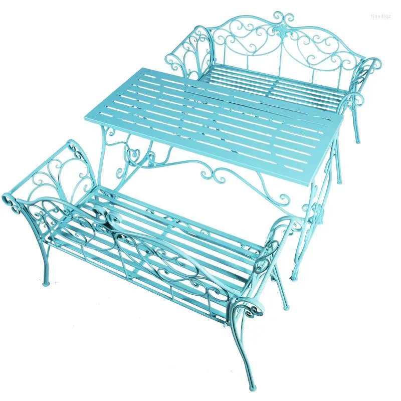 Lägermöbler europeiska utomhusjärnbord och stolar för trädgård terrass innergård fritid balkong bärbar bord camping