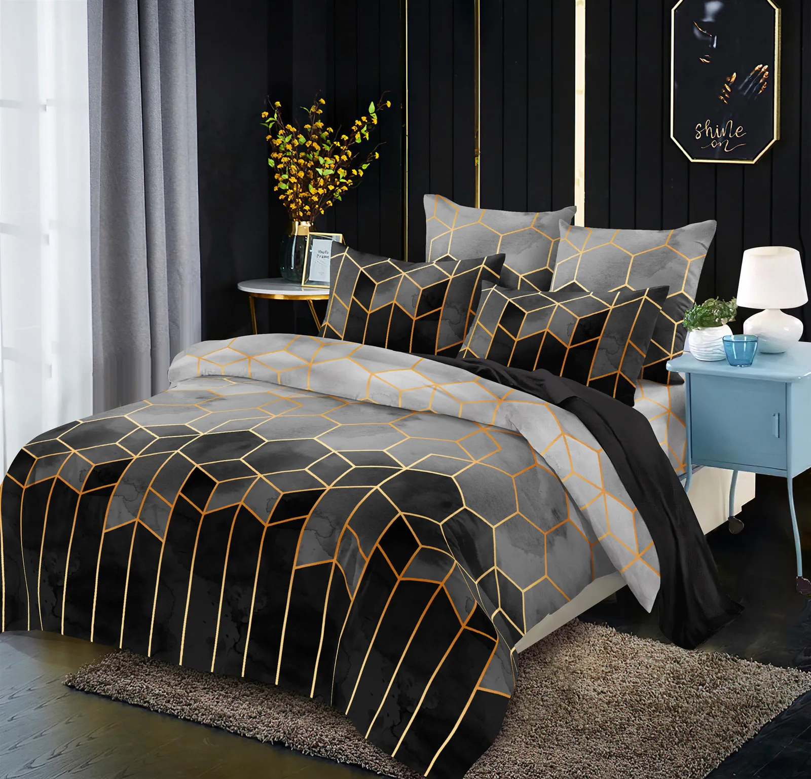 Beddengoed sets lijn geometrische rorney quilt deksel kit dekbedovertrek set Nordic single tweepersoon bedden beddengoed sets luxe tweeling koningin king 230515