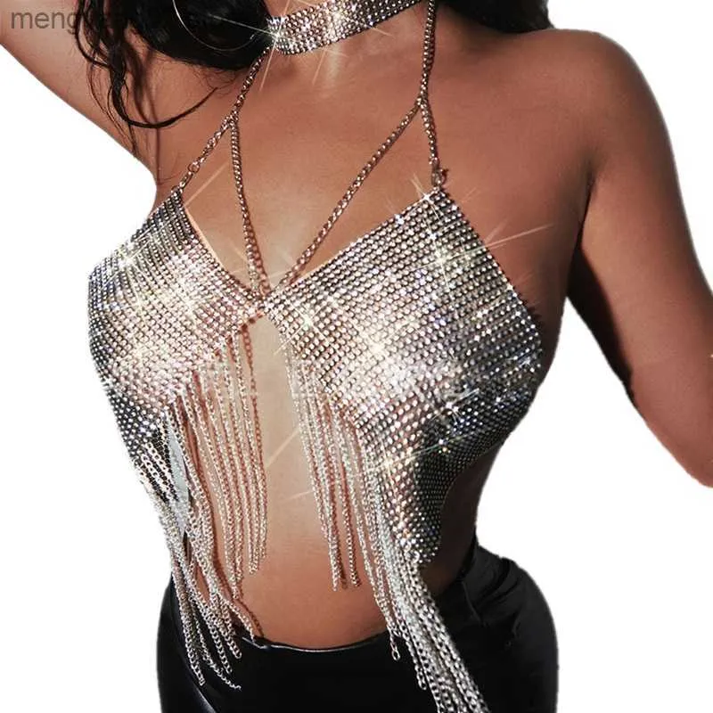 Femmes Débardeurs Camis Dos Nu Strass Crop Tops Tee Femme Blusas Corset Party Club y2k Débardeur Femmes Camiseta Mujer Gothique Vêtements Chemise Camis T230517