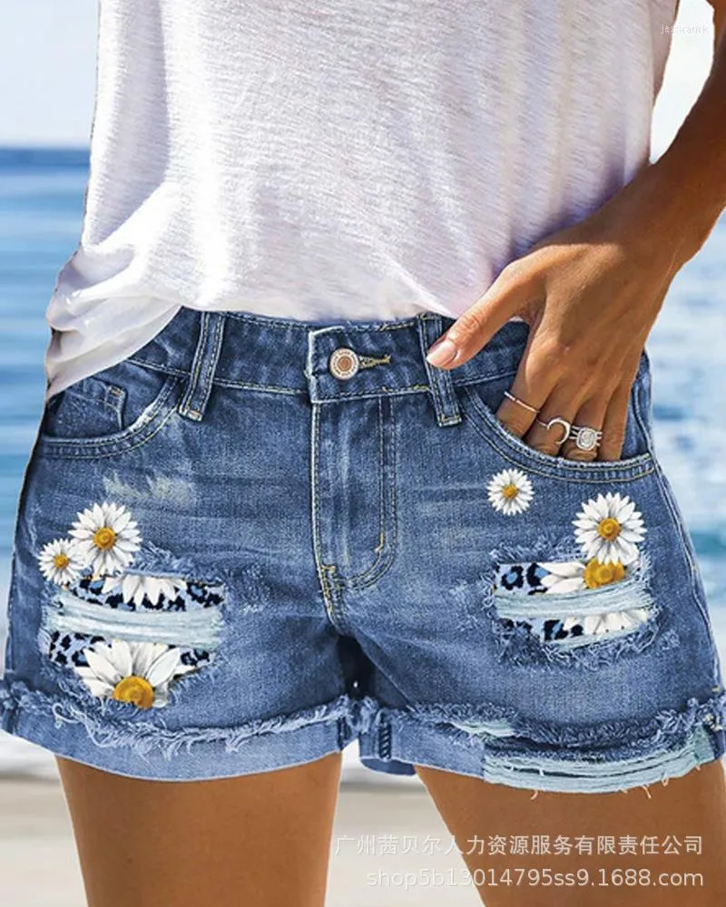 Shorts femininos 2023 Verão estilo feminino estilo slim fit jeans impresso calças sexy mulheres