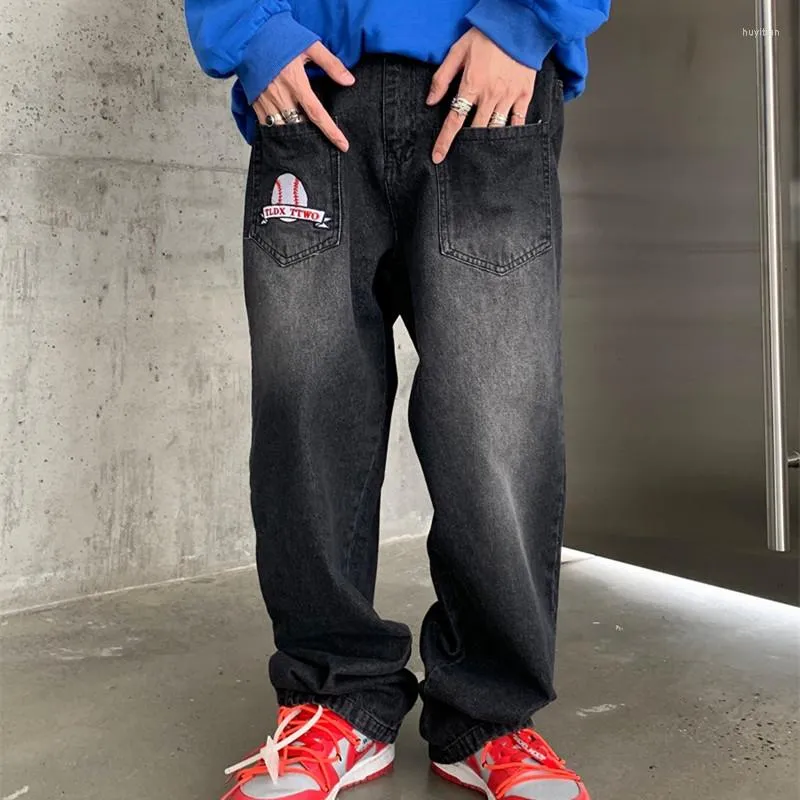 Mens Jeans 2023 Cool Design Letter Embroidery Vintage Baggy Men