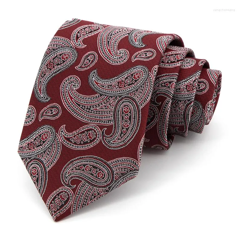 Bow Ties 2023 Luxe Jacquard Paisley voor mannen Hoge kwaliteit 8 cm Red Business Dress Jurtie feest trouwkantoor Mannelijke geschenkdoos