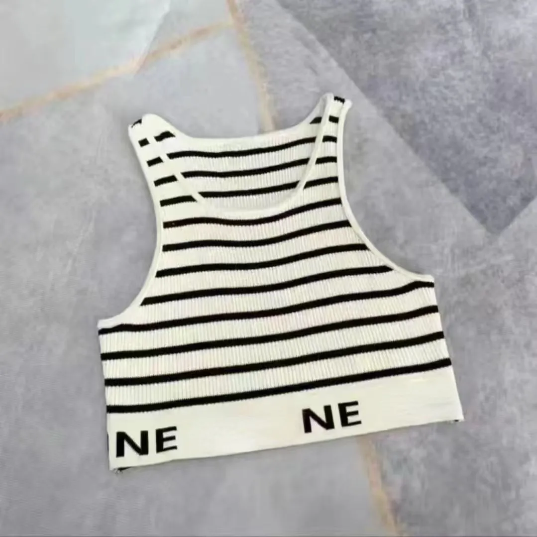 Summer TricoT OP22 Striped Letter Swebing Vest Girl Girl Exter Wear Sports Suspender Top