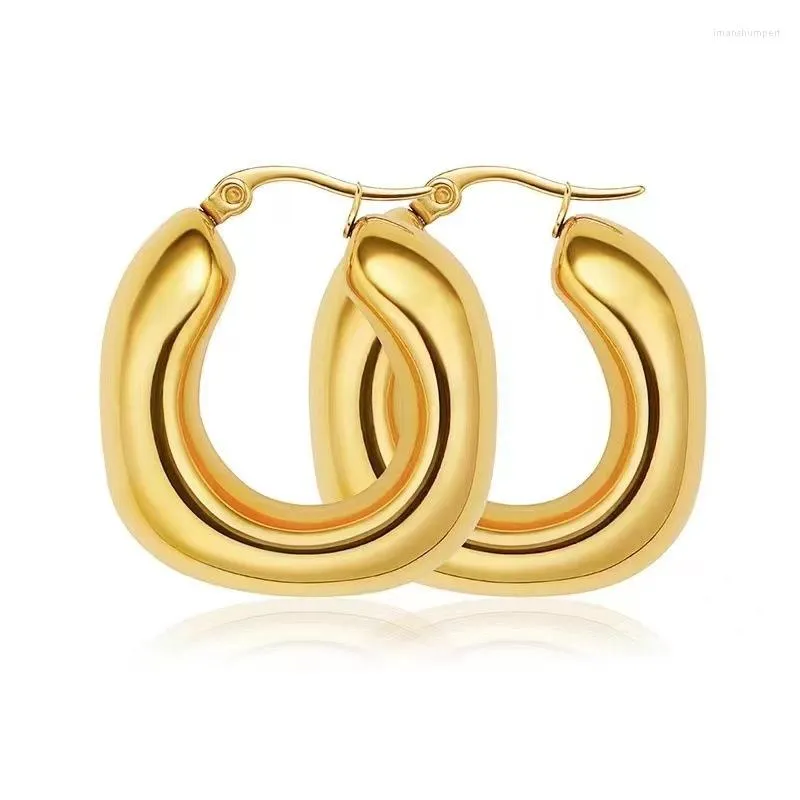 Boucles d'oreilles créoles Style classique en acier inoxydable creux croissant pour femmes filles plaqué or métal étanche cadeau 2023