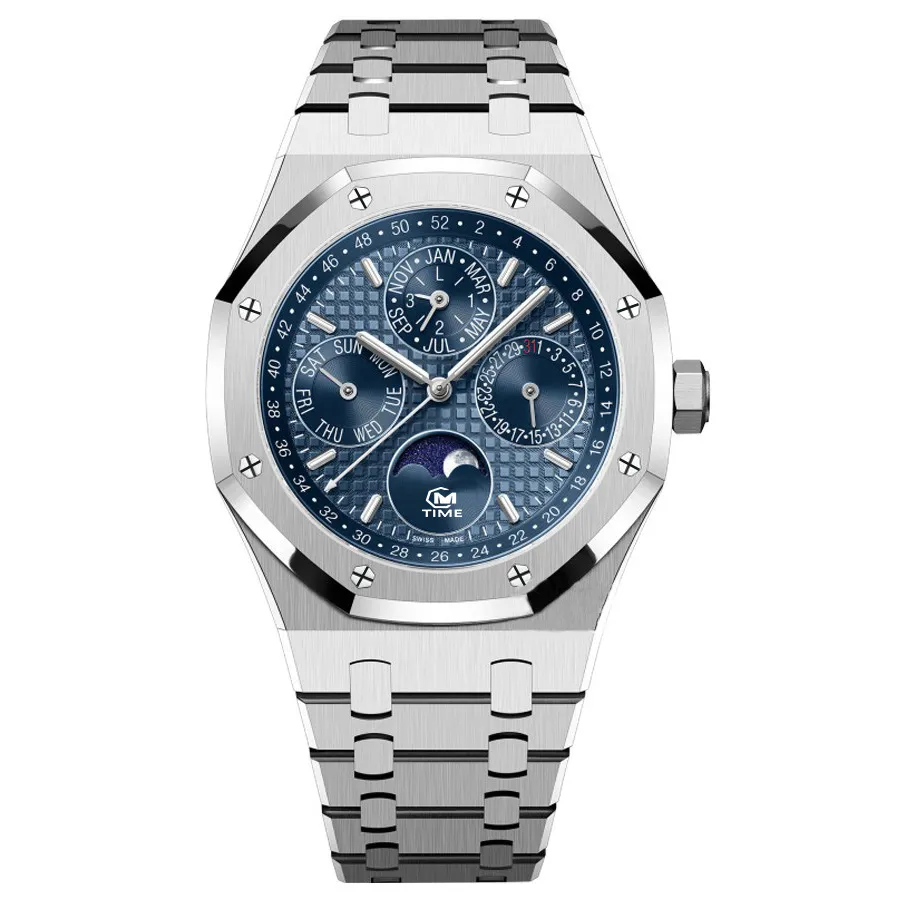 Montres pour hommes Design de style officiel Montre de luxe Calendrier perpétuel Tous les cadrans fonctionnent Acier inoxydable 316L Saphir Étanche automatique 13 couleurs disponibles