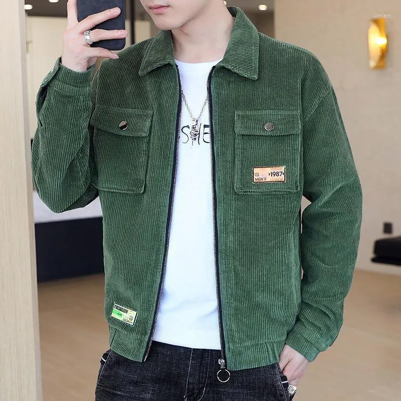 Men's Jackets Corduroy Basic Jacket Men's Autumn 2023 Casual Handsome Korean Fashion Clothes Versatile Coat Winter Wool Blends Tactical