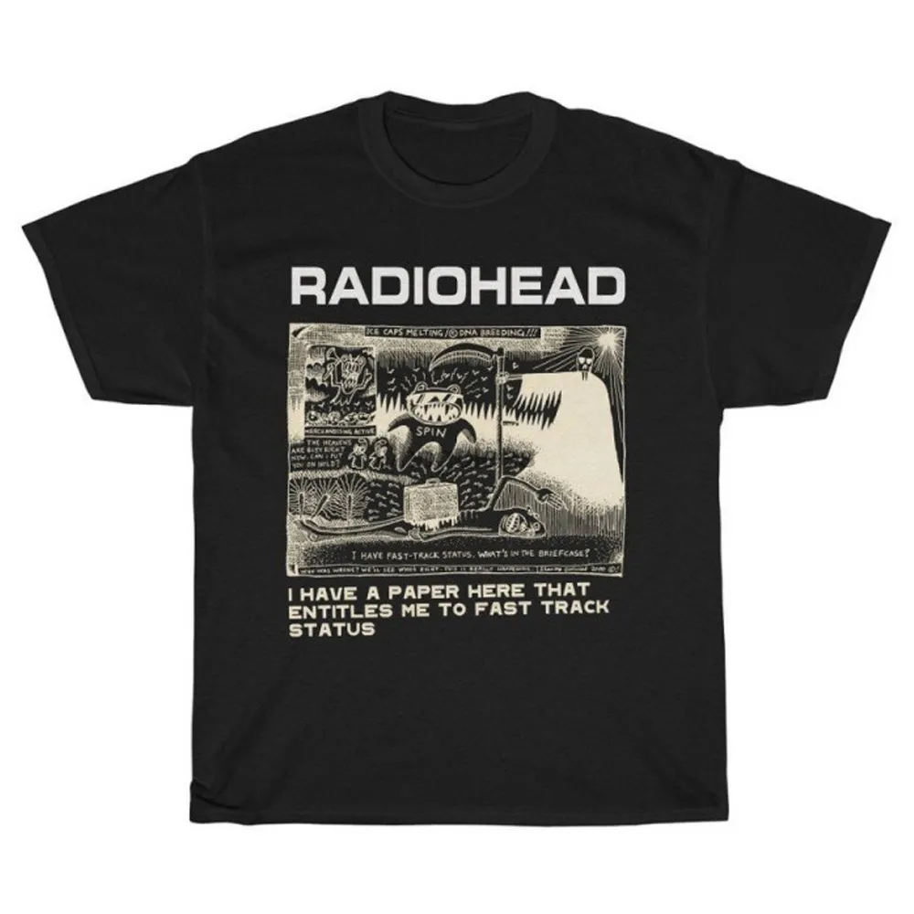 Men S T Shirty Kaus Gambar Radiohead Untuk Pria Kasual Retro Atasan Lengan Pendek Katun 100 Musim Panas Streetwear Batu Pakaian Y2K 230517