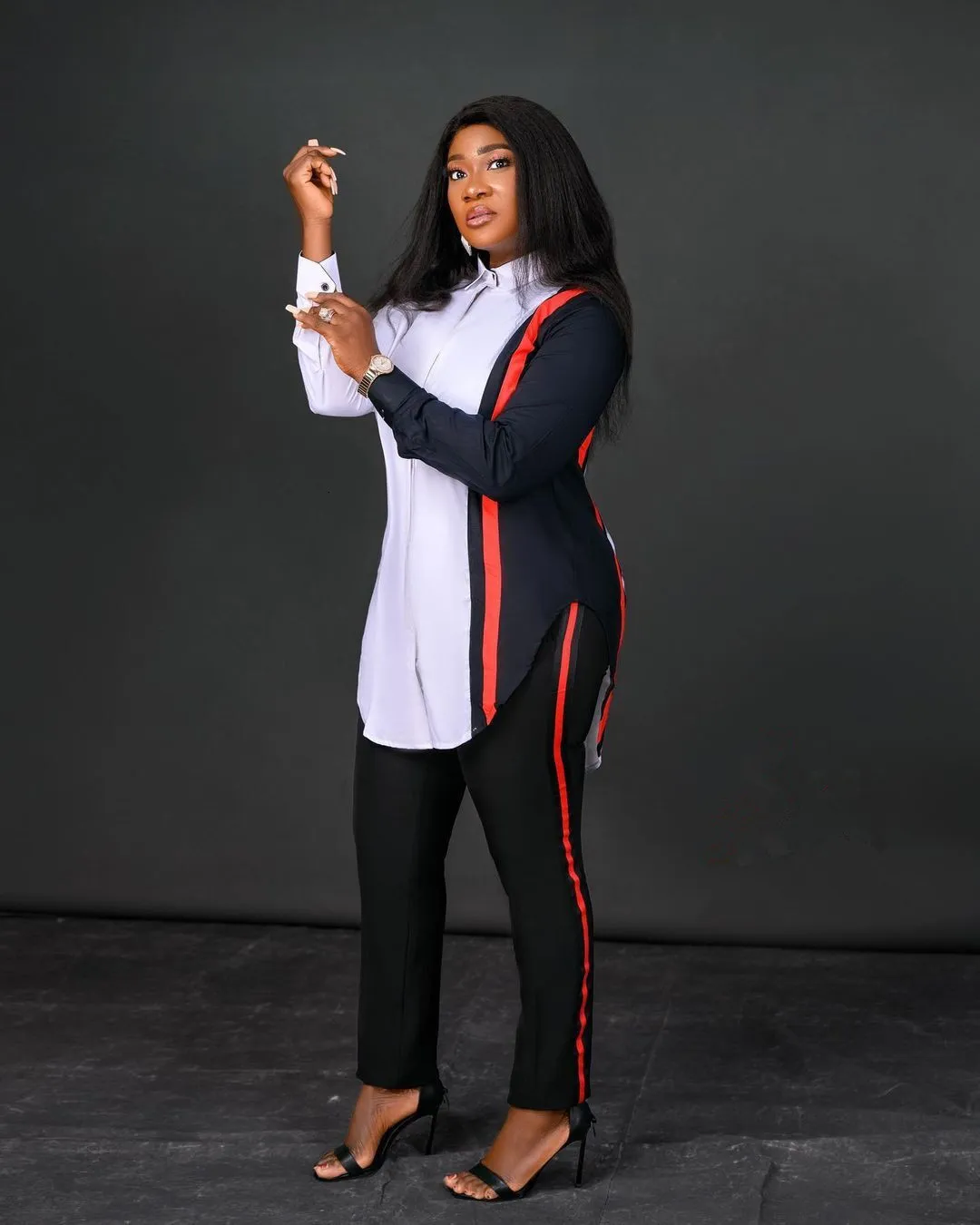 Womens Two Piece Pants 2 Two Piece Set Stripe Print Long Sleeve Blouse Tops And Pant Suits Spring Autumn Women Set Sheath Matching Fashion Outfit 230516 From 24 97 DHgate