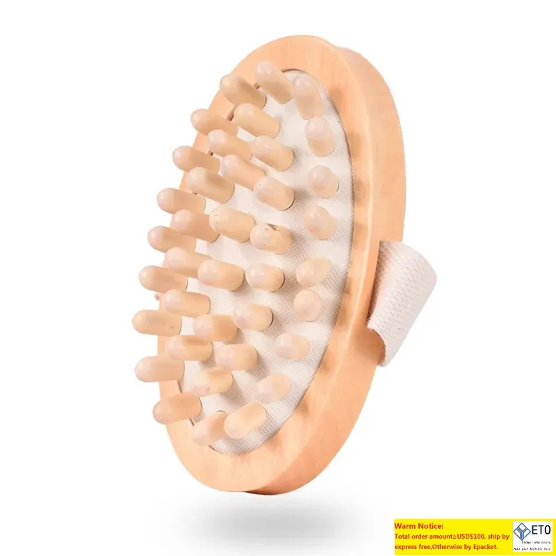 Wooden Massager Body Brush Hand Held Cellulite Reduction Portable Relieve Tense Muscles Natural Wood Head Scalp Massage