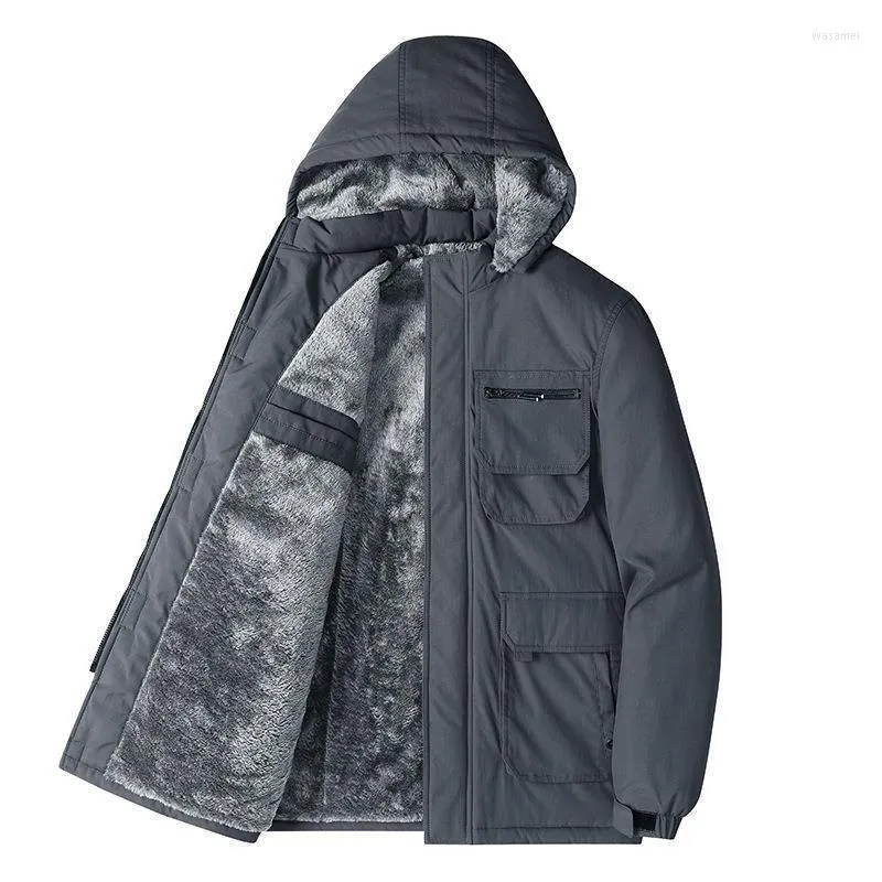 Vestes pour hommes 2023 hiver chaud épais polaire hommes imperméable à capuche plusieurs poches Parka manteau automne outillage veste décontractée