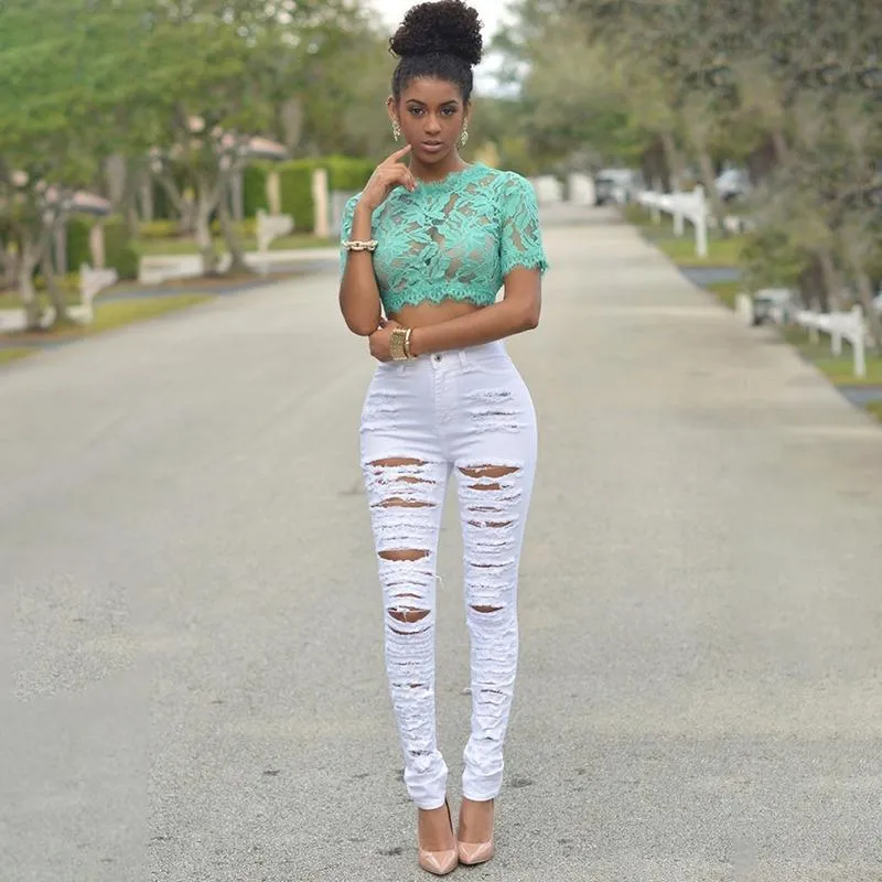 Jean déchiré noir femme hot sale