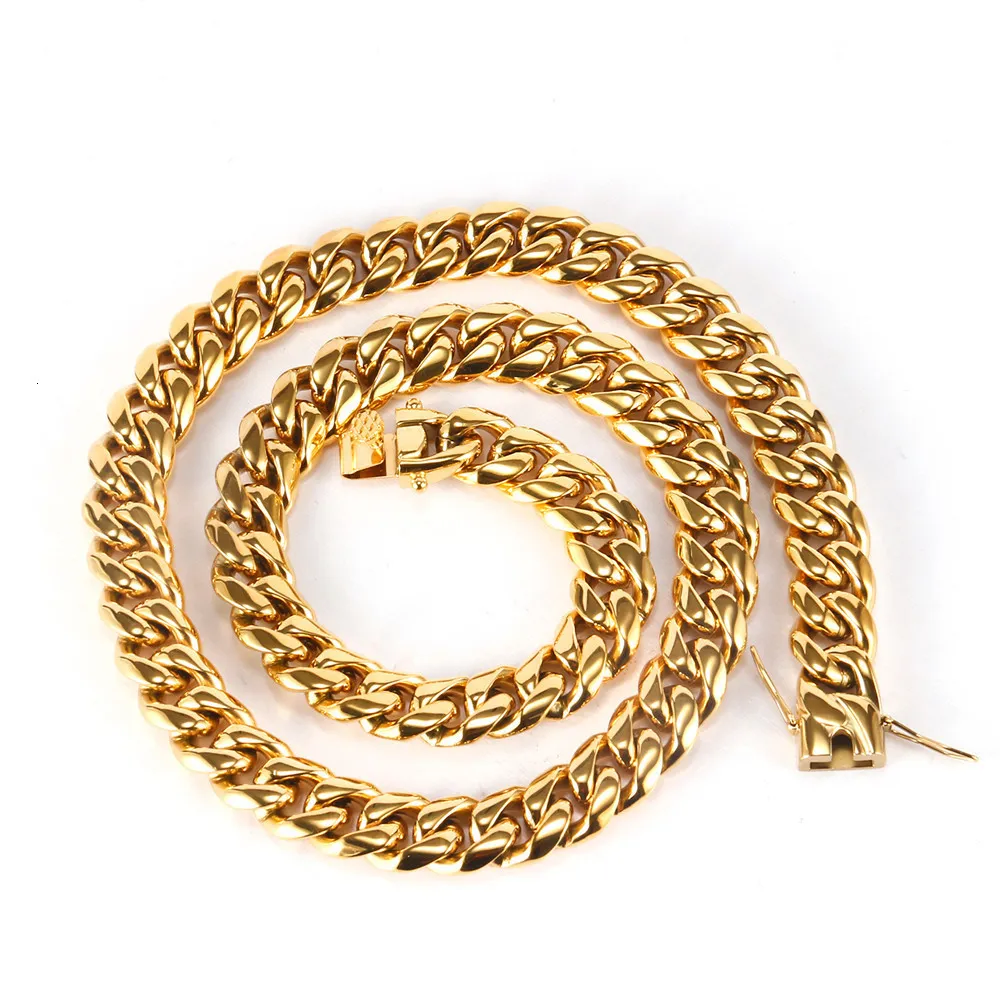 Подвесные ожерелья Desian Hip-Hop Золотая бордюр Кубинская цепь для мужчин и женщин 316L браслет из нержавеющей стали подарки 230516