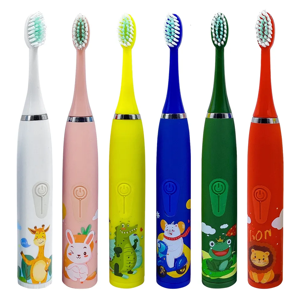 Tandborste barn elektriskt tandborste sonik för barn tänder rengöring blekning med 6 munstycken barn mjuk 230517