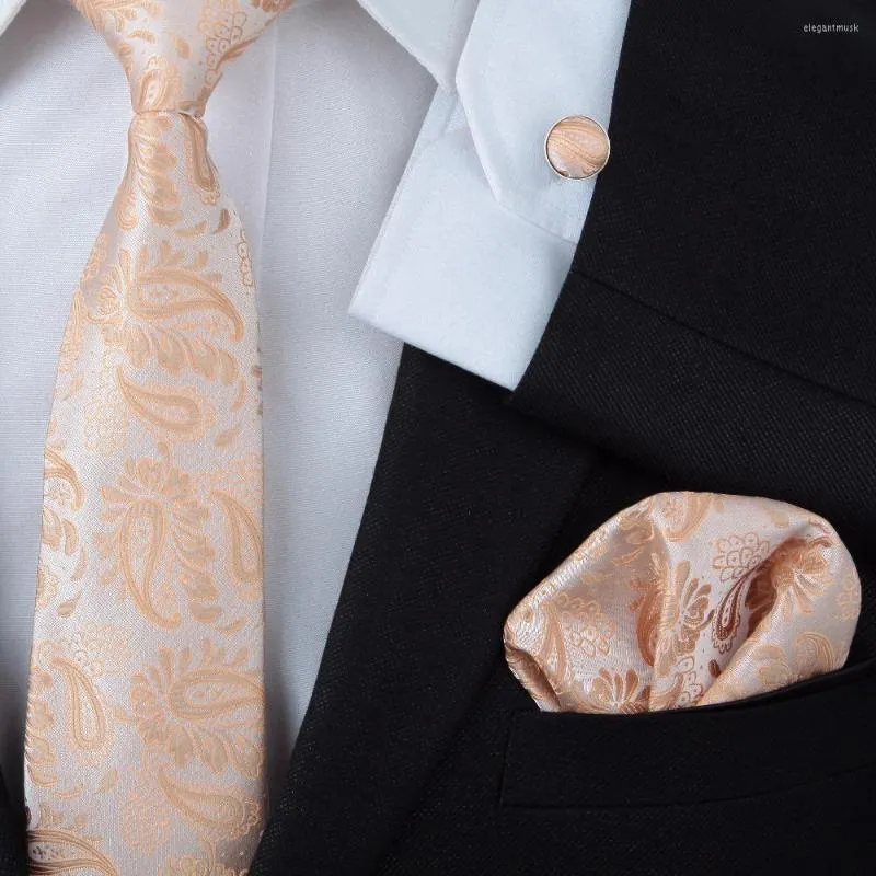 Bow Ties Hooyi 2023 목 넥타이 남성용 Necktie CuffLinks Business Silk Hanky ​​Wedding Cravate 12 Colors