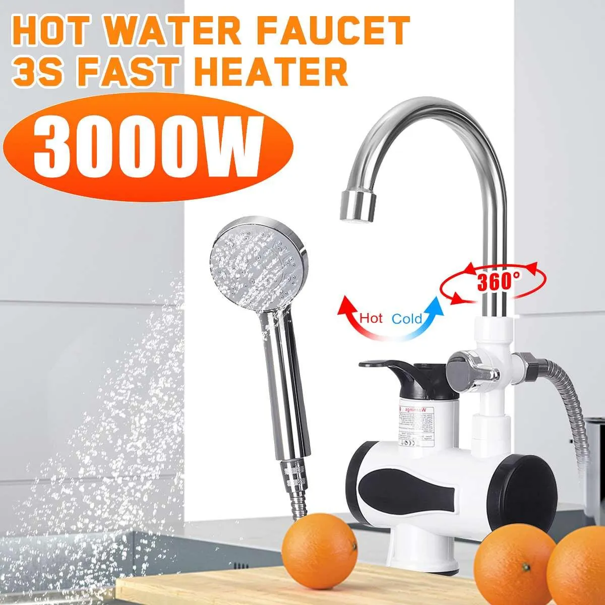 Heaters 3000W Electric Instant Hot Water Faucet Water heater Fast heating with LED Temperature Display Tankless Tap For Kitchen shower