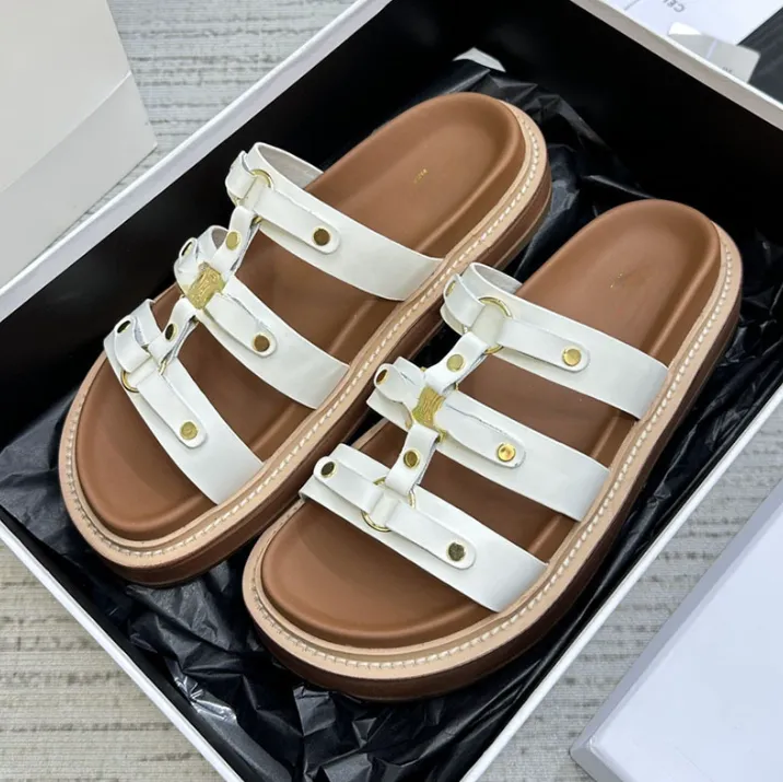 Quality Rivet Thick Bottom Increased Open Toe Fashionable Comfortable All-Match Beach Roman Sandals Women's Slippers