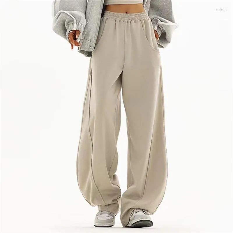 Pantalon femme mode BF pantalon de survêtement surdimensionné Streetwear taille haute femmes ample Y2K jambe large coréen Vintage poches pantalon décontracté