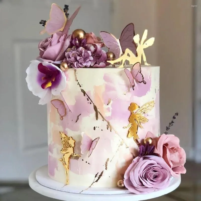 Abastecimento festivo TX PEORONIZADO Fairia acrílica Kit de charme de bolo Cupcake Topper Decoration for Tirthday noivado de casamento chá de bebê par