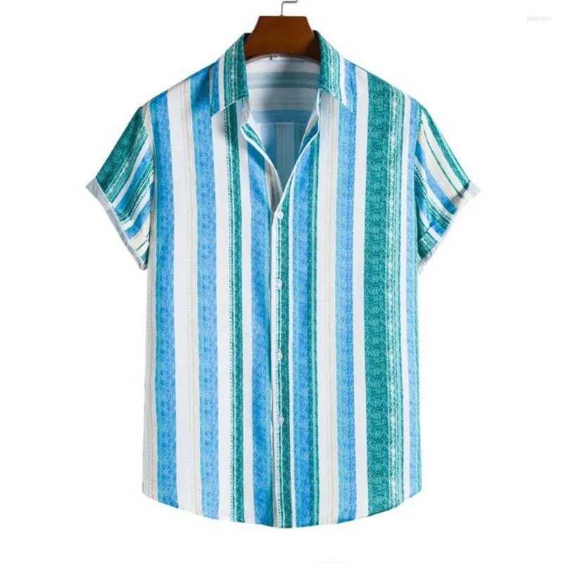 Chemises décontractées pour hommes été mode hommes hawaïen à manches courtes bouton rayure imprimé lâche plage vacances chemise européenne taille L 5XL