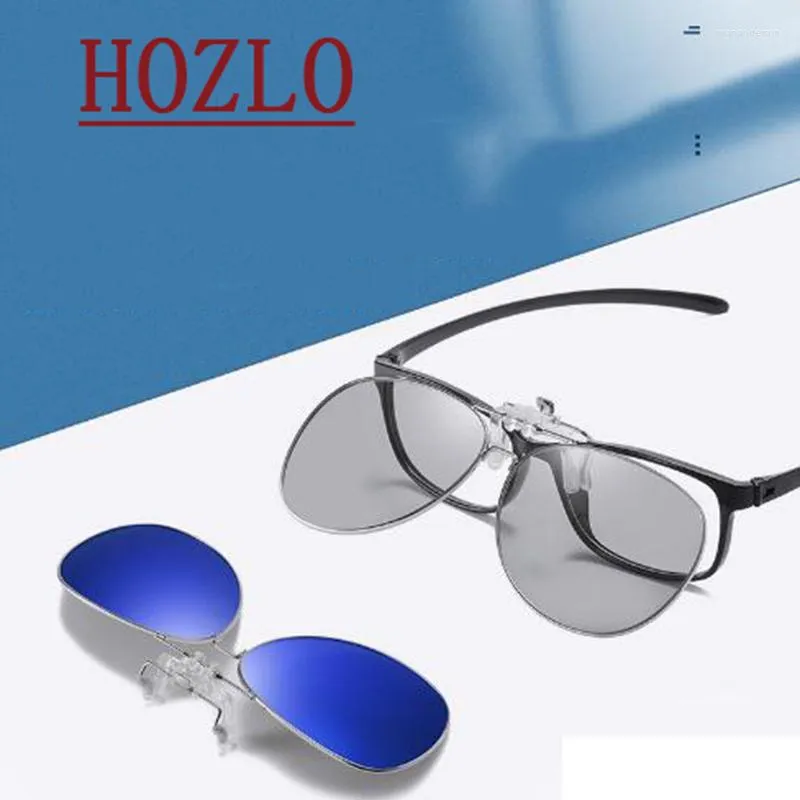 Lunettes de soleil polarisées Clip sur hommes lunettes de pilote de voiture pochromiques lunettes de Vision nocturne Anti-éblouissement Vintage grenouille lentille Oculo