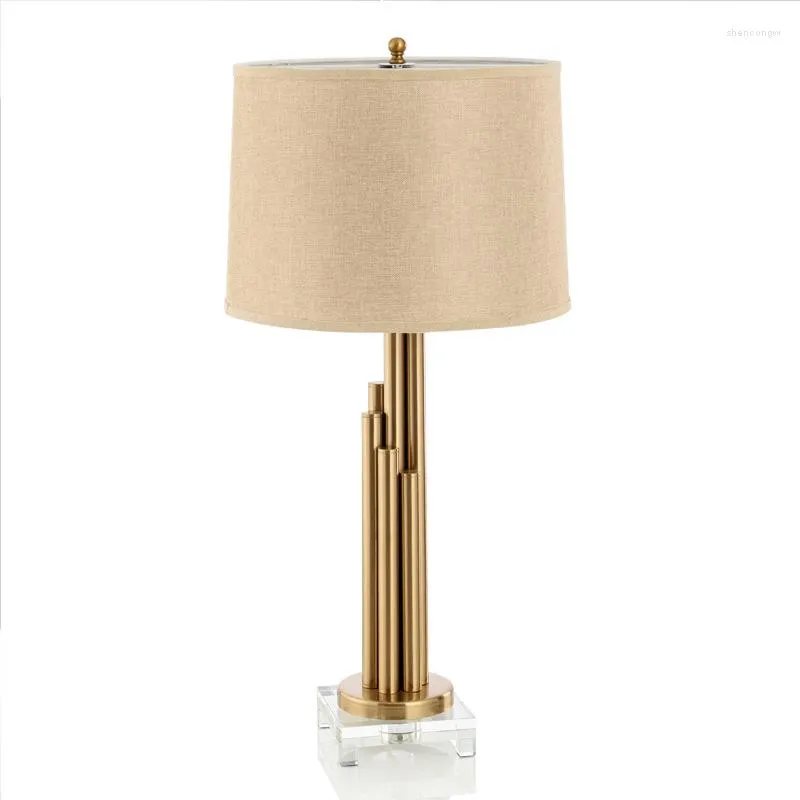 Table Lamps Modern Metal/Cloth Living Room Lamp Bedside Desk Light El Home Decoration Atmosphere Lighting