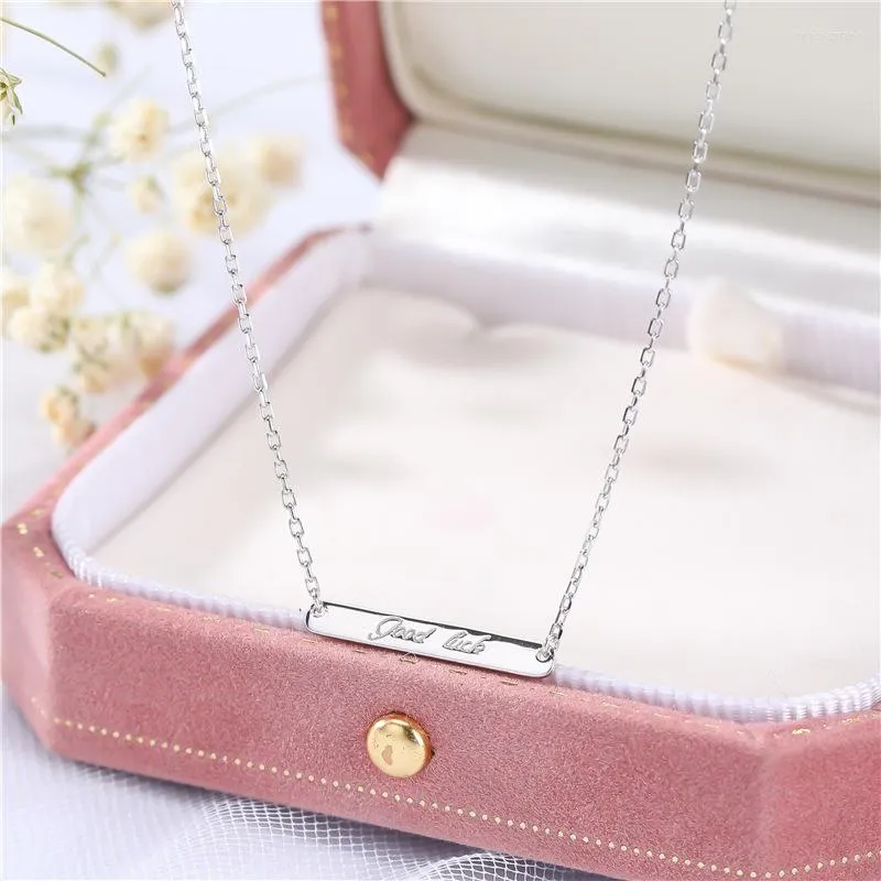 Łańcuchy srebrne srebrne naszyjniki 925 dla kobiet litera powodzenia biżuteria