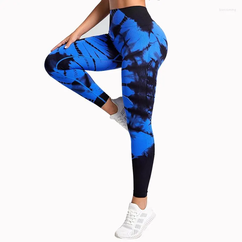 Leggings voor dames Asheywr Tie kleurstof naadloze vrouwen magere hoge taille push -up workout legging jacquard elastische fitness vrouw