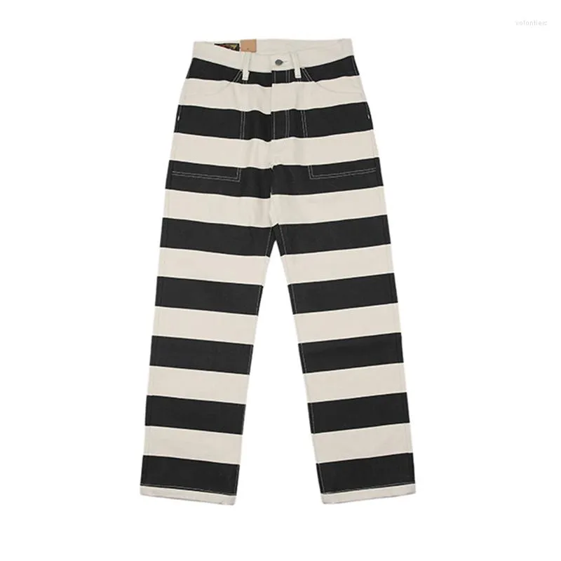Mens Vintage Striped Motorcycle BOB DONG Pants 2023 Prisoner Striped Trousers Mens For Bikers And Amekaji Casual Wear 16oz From Volontiers 111.28 DHgate.Com
