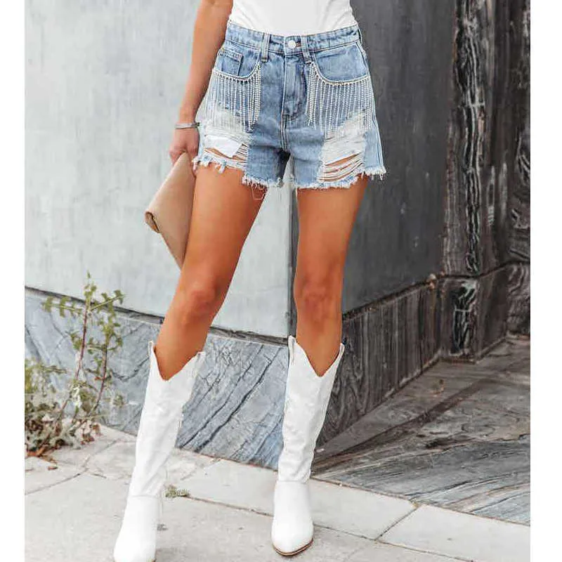 Femmes Shorts Bleu Taille Haute Jeans Femmes Y2K Maigre Gland Déchiré Sexy Pantalon Chaud 2023 Mode D'été Porter Dames Denim Shorts P230517