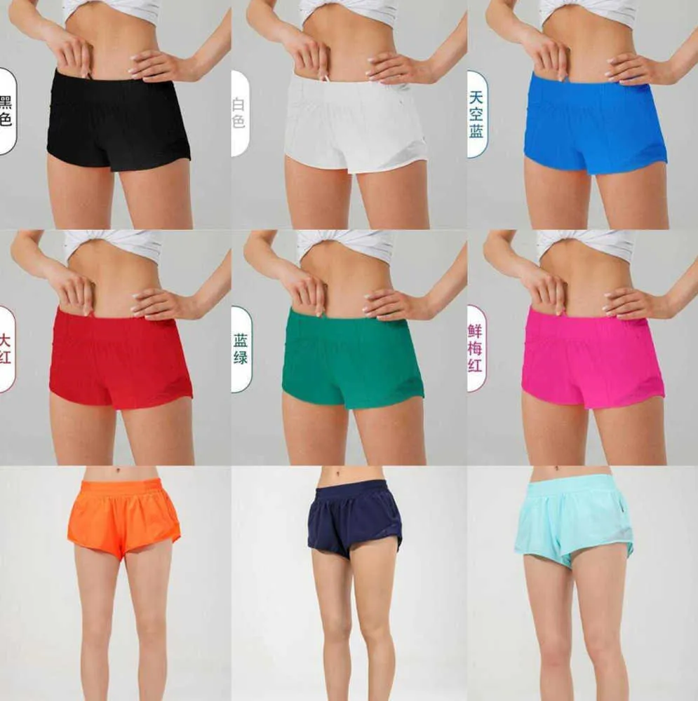 Lululu Kobiety Summer Lululelemenlu Yoga Hotty Hot Shorts Oddychające Szybkie sporty sporty bielizny damskie Kieszoneczne spodnie fitness Nowe wysokiej klasy Luluemon