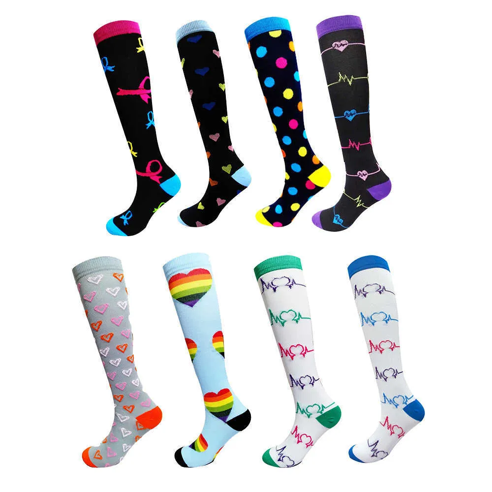 Chaussettes Bonneterie Toutes les saisons mode hommes drôle heureux course cyclisme sport chaussettes de compression pour oedème diabète varices chaussettes P230517