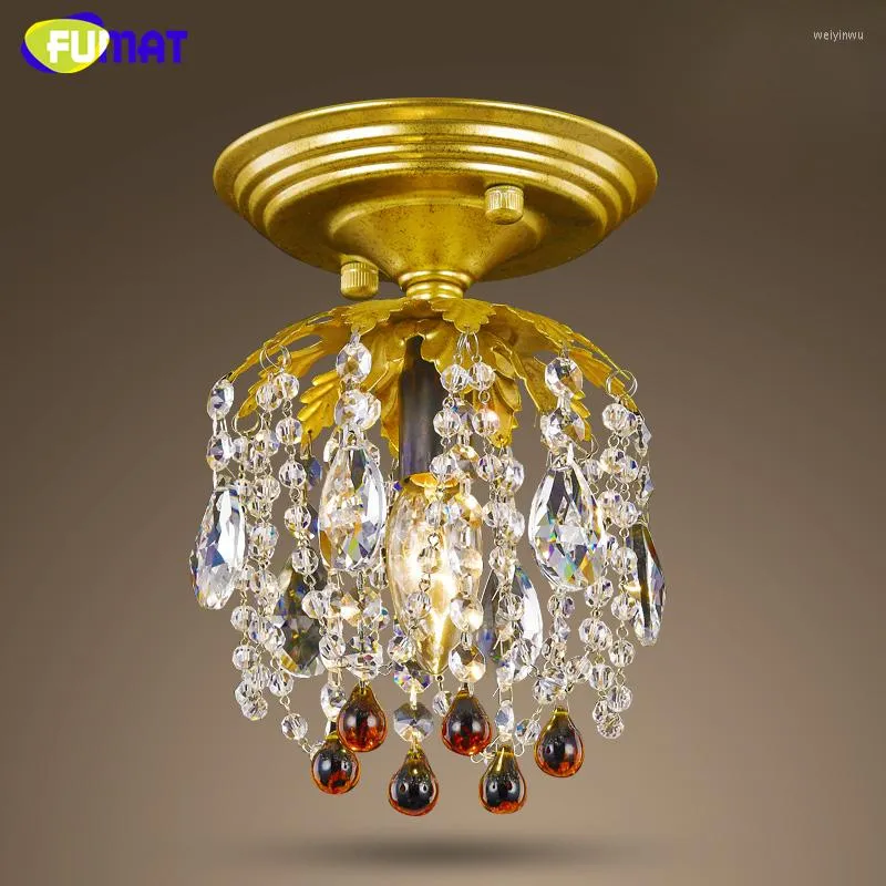 Plafonniers FUMAT K9 LED Lumière E14 Ampoule Lustre En Cristal Pendentif Luminaire Passage Couloir Salle À Manger Suspension Lampe