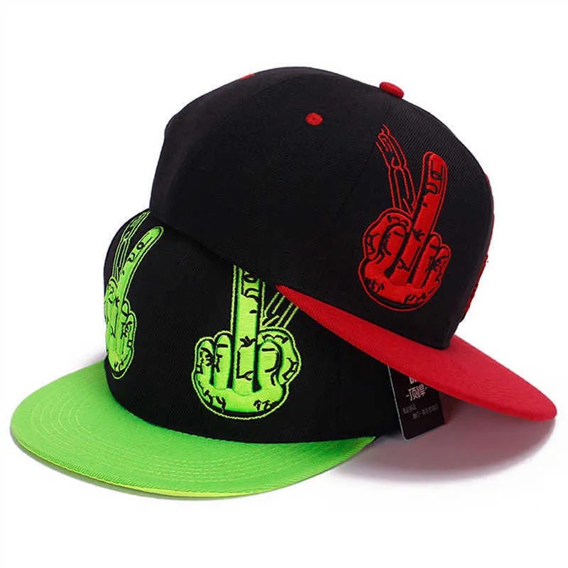 Cappellini da baseball Nuovo arrivo Berretto da baseball con gesto del dito medio Ricamo Uomo Donna Hip Hop Snapback Personalità Rimbalzo Cappello papà Gorras EP0095 AA220517