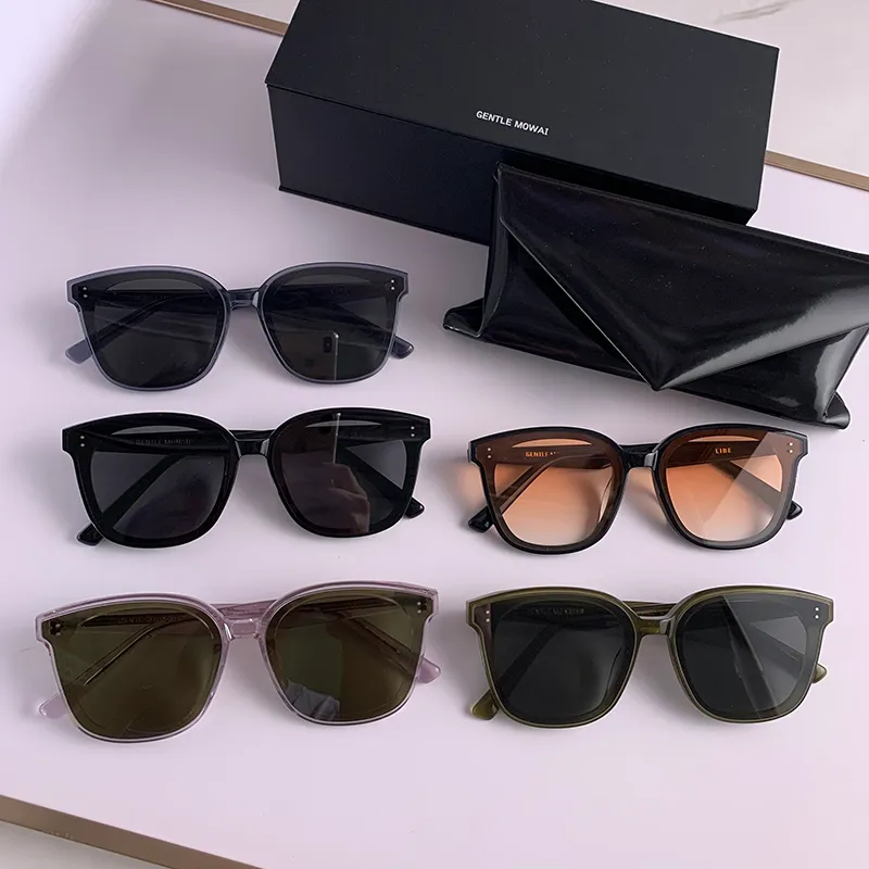Güneş gözlüğü lüks marka tasarımcısı moda nazik güneş gözlükleri libe erkekler kadınlar yuvarlak büyük kutu vintage asetat uv400 güneş gözlükleri kutu 230517