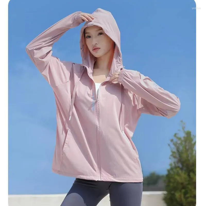 Racing Jackets You Ran Same Ice Feel Breathable Thin Slim Fit Hooded Sun Protection Clothing Women'S Uv Cycl
