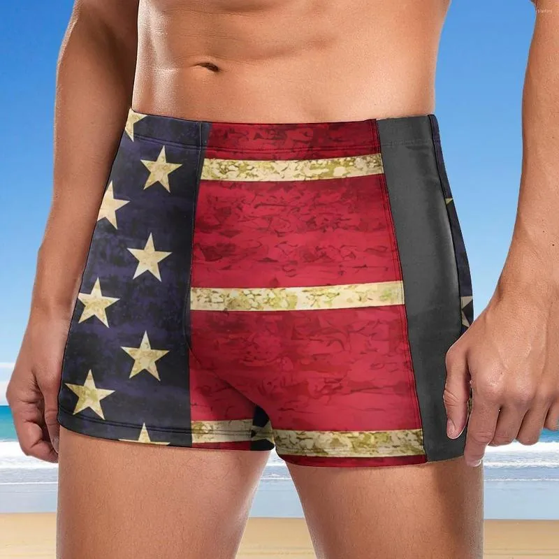 Shorts pour hommes hommes jour de l'indépendance impression été mode loisirs numérique avec longueur de jambe natation maillot de bain hommes Long