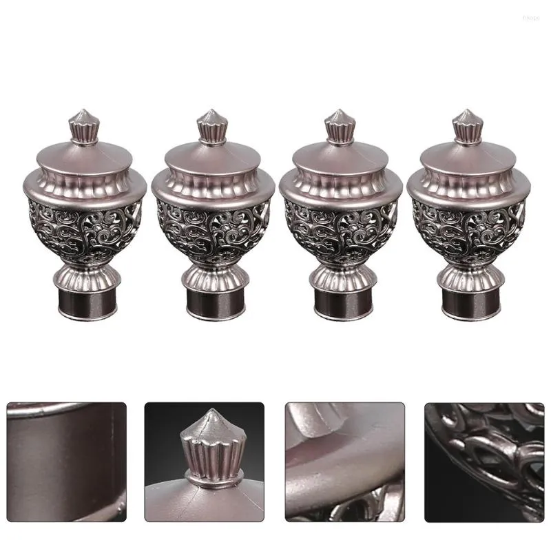 Appendini 4PCS Hollow-out Roman Rod Head Ornamento Estremità decorative per tende (oro rosa)