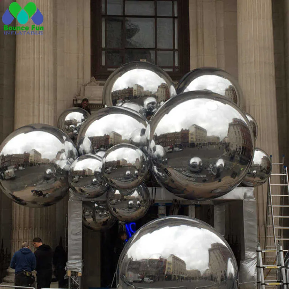 Bola de espelho inflável ao ar livre gigante gigante ao ar livre para decoração de festa de disco