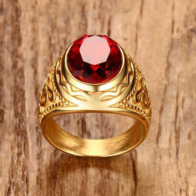 Mens Round Rhinestone Gold Color Stainless Steel Mens Ruby Mens Round Rhinestone Gold Color Stainless Steel Mens Ruby