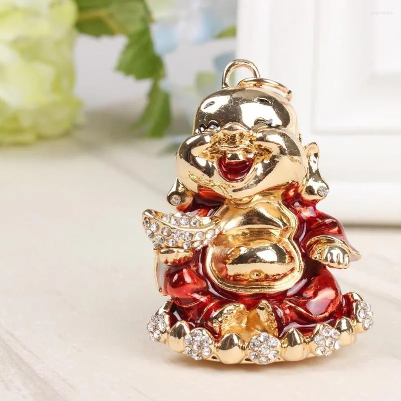 Porte-clés de haute qualité amulette bouddha sécurité mignon cristal pendentif porte-monnaie sac porte-clés chaîne fête de mariage cadeau chanceux