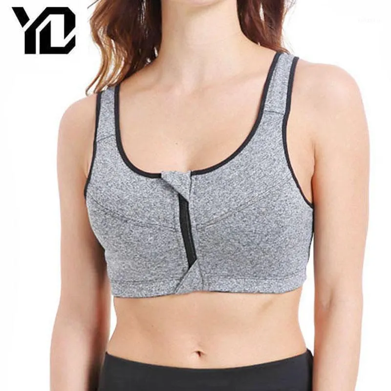 Vêtements de sport 3XL grande taille soutiens-gorge de sport pour les femmes à fort Impact avec fermeture éclair sous-vêtements Push Up antichoc Fitness Yoga hauts de Sport