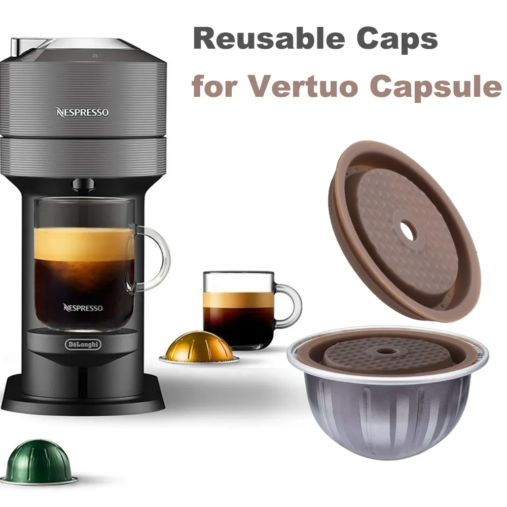 Filtri per caffè Tappi riutilizzabili e ricaricabili compatibili con le  capsule Nespresso Vertuo e VertuoLine Coperchi in silicone alimentare per