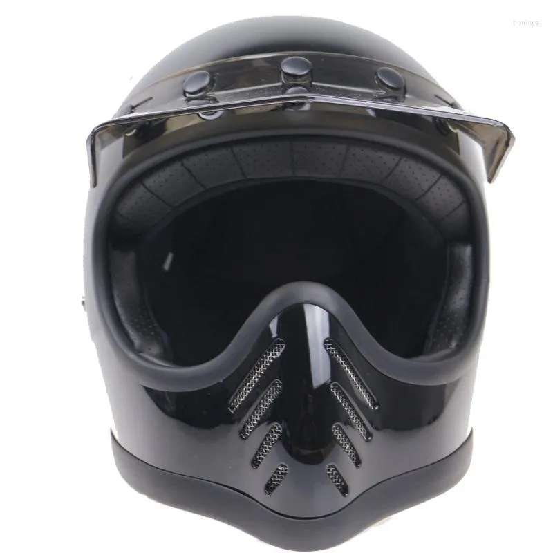 Hełmy motocyklowe vintage japoński w stylu hełm Casco Moto Cool Full Face Black Fibreglass Motorbike Dot ECE Motocross