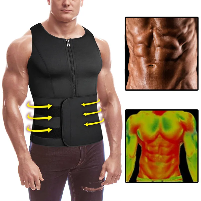 Neoprene Mens Waist Trainer Vest With Double Zipper For Sauna Suit