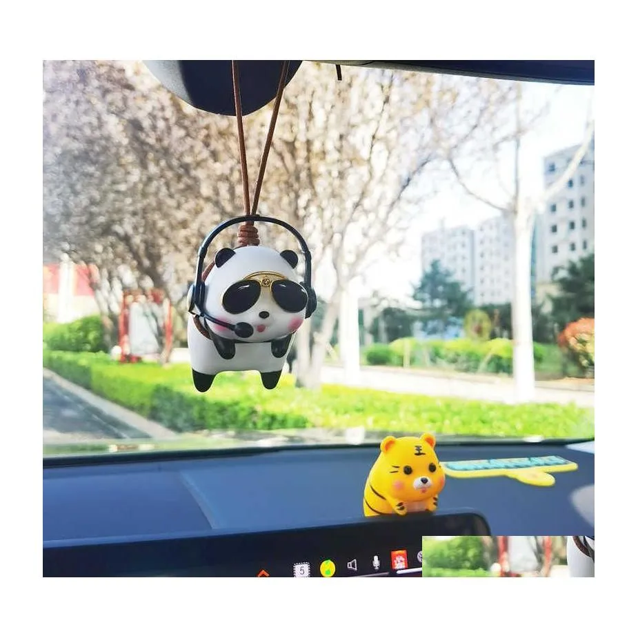 Decorazioni per interni Simpatico panda Navigatore Decorazione per auto Ornamento pendente Tigre Accessori per specchietti retrovisori Drop Delivery Cellulari Mo Ot3Ac