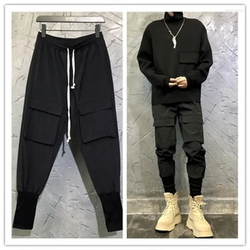 Men's Pants Early Spring 2023 High Street Trendy Overalls Bound Feet Casual Pocket Decoration Men's Loose Boots