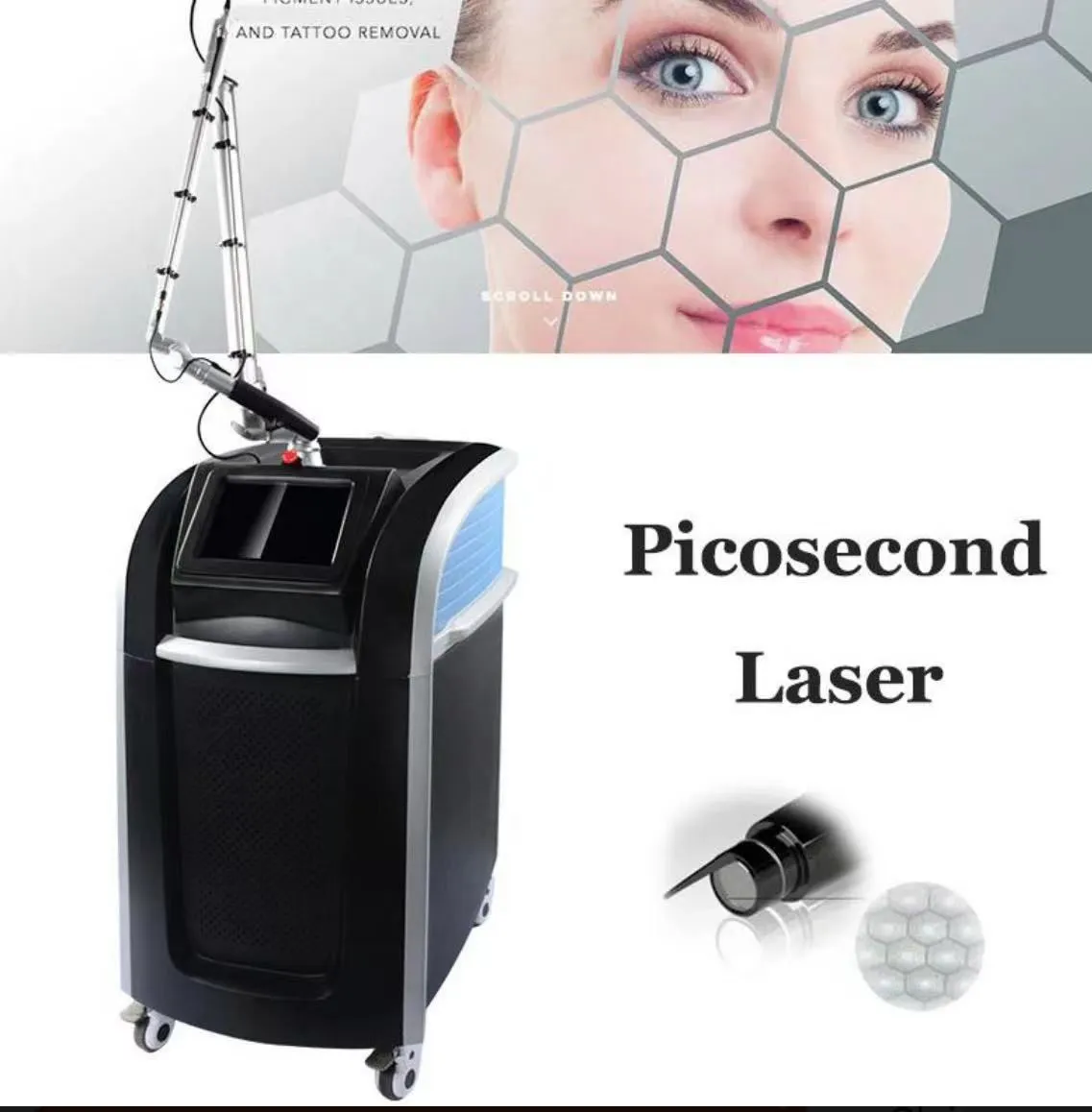 la potente macchina originale Pico Laser Picosecond con la Corea del Sud ha importato 7 giunti Lazer arm Spot Removal Carbon Peel Facial equipment