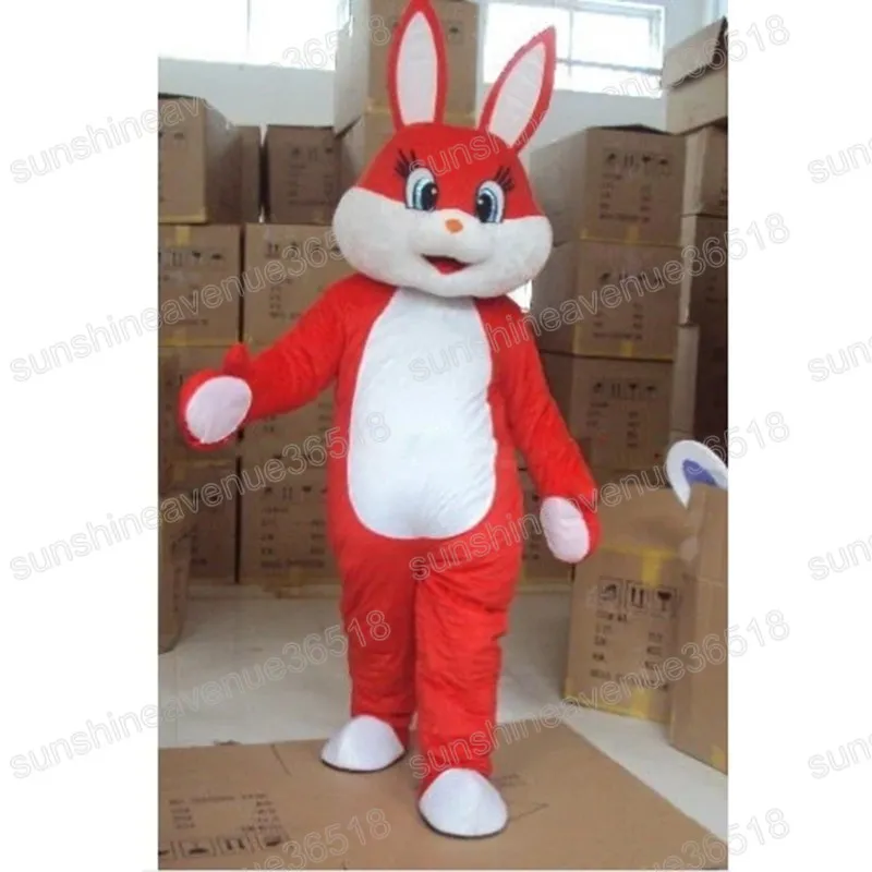 Costume da mascotte di coniglio rosso di Halloween Simulazione di abiti da personaggio dei cartoni animati Vestito da festa di fantasia di Natale Abiti da celebrazione delle vacanze