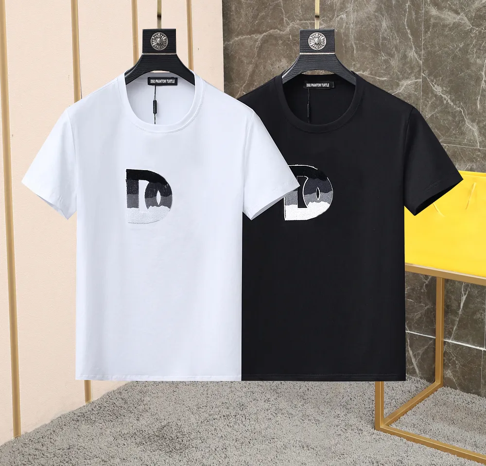 DSQ PHANTOM TURTLE Mens Designer T-shirt Italien Milan Fashion Logo Print T-shirt Été Noir Blanc T-shirt Hip Hop Streetwear 100% Coton Tops Plus la taille 12554