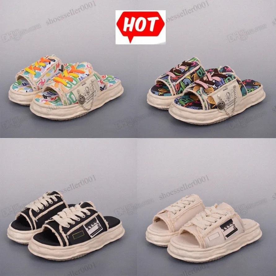 2023 Designer Graffiti Canvas Hausschuhe MMY Maison Mihara Yasuhiro Wayne Frauen Original Plattform Frau Sohle Leder Triple Slipper Slides Trainer Snea 70Mi #